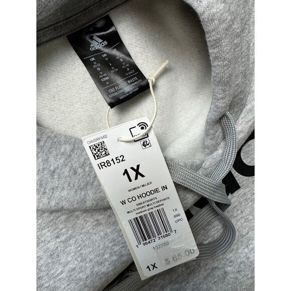 adidas Women's Essentials Logo Hoodie NWT GRAY PLUS SIZE 1X - Picture 4 of 7